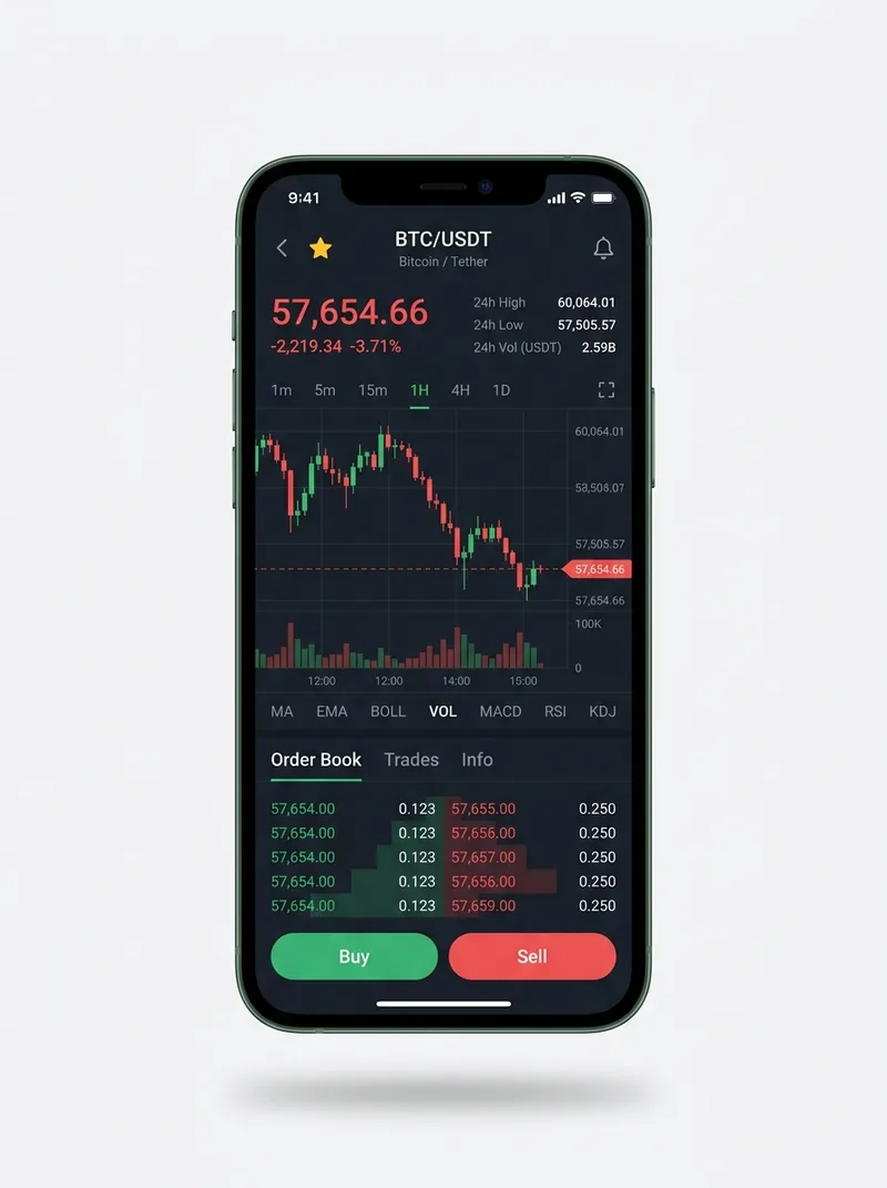 The same portfolio view on a mobile screen